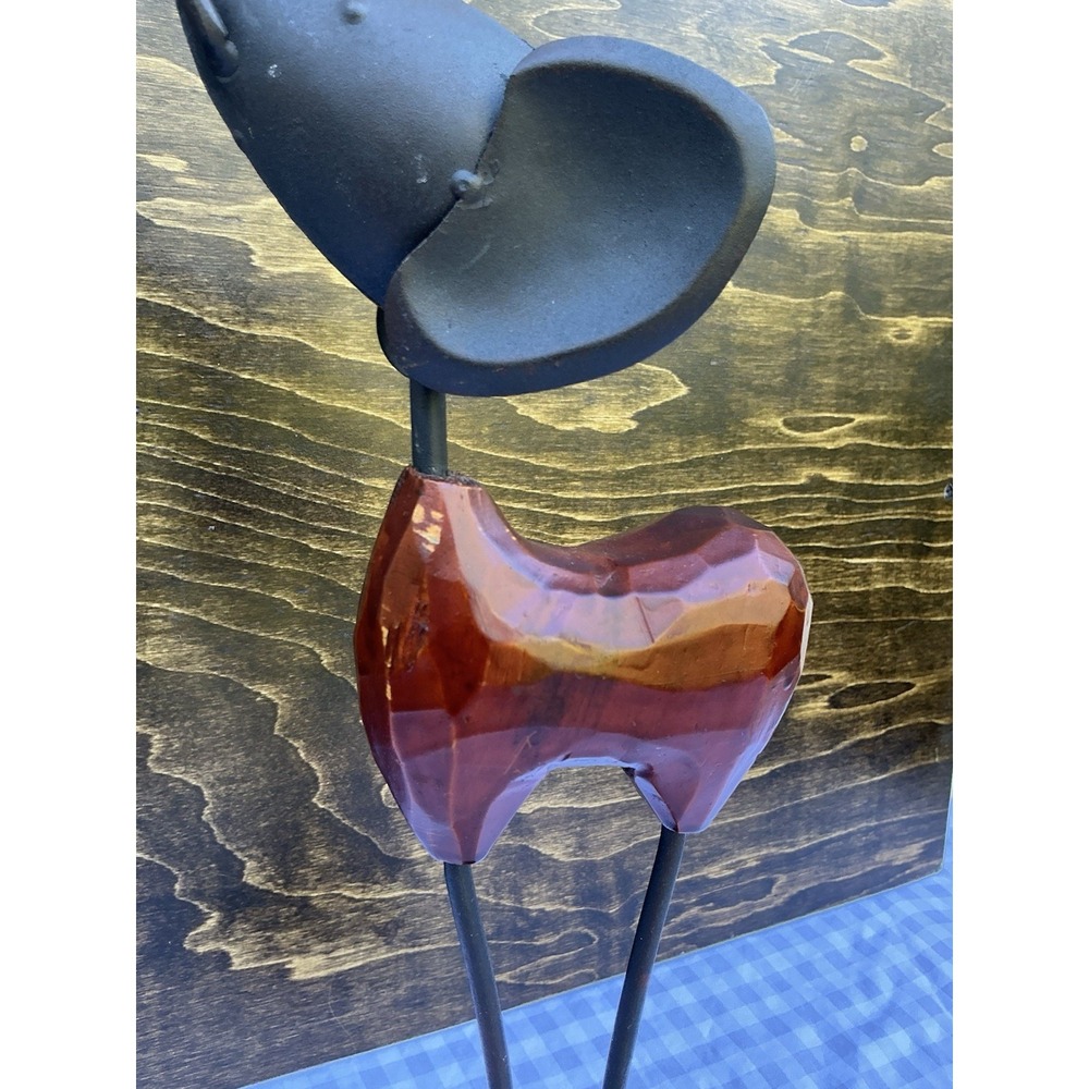 Vtg Elephant Wood & Metal Sculpture MCM Art Deco Art Sleek‎ Figurine Mid Century - Picture 4 of 6